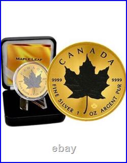 MAPLE LEAF Space Gold Edition 1 Oz Silver Coin 5$ Canada 2024