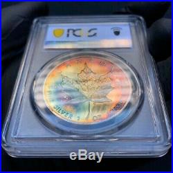 MS66 1992 $5 Canada Silver Maple Leaf, PCGS Secure- Rainbow Toned