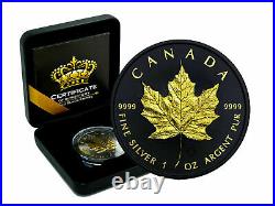 Maple Leaf 2021 Black Empire Ruthenium Gilded Edition 1 OZ 999 Silver Box & COA