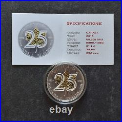 Maple Leaf 25th Anniversary 2013 Canada Canada Silver Silver 24kt Gold ONLY 250