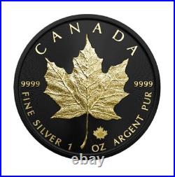 Maple Leaf Black Platinum & Gold 1oz 999.9 Silver $5 Canada 2023