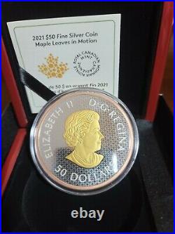 Maple Leaf in Motion 2021 Silver Coin with Yellow and Rose Gold Plating 5 oz