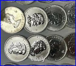 Mixed Date Canada $5 1 Oz. 9999 Silver Maple Leafs, Mixed Rolls Of 25, 25 Oz