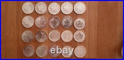 Mixed Roll of 20 Canadian Silver Maple Leaf Coins