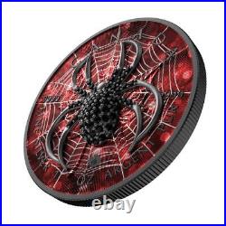 NEW Canada 2022 5$ Maple Leaf Black Spider 1Oz Silver Coin with Bejeweled Insert