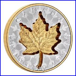 NEW! Canada 2024 SUPER INCUSE MAPLE LEAF SML Gold Plating 1 oz Silver Coin