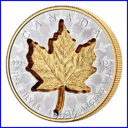 NEW! Canada 2024 SUPER INCUSE MAPLE LEAF SML Gold Plating 1 oz Silver Coin