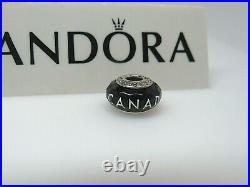 New withBox 1 Pandora Canada Maple Leaf Black Glass Murano Glass Bead Charm RARE