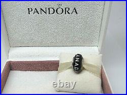 New withBox 1 Pandora Canada Maple Leaf Black Glass Murano Glass Bead Charm RARE