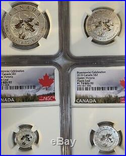 Pure Silver 5-Coin Maple Leaf Fractional Set PF REV70 PROOF Queen Victoria OBO
