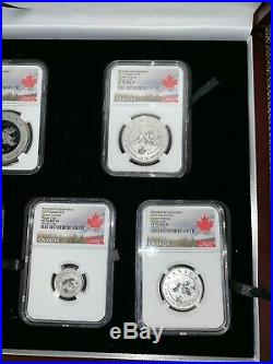 Pure Silver 5-Coin Maple Leaf Fractional Set PF REV70 PROOF Queen Victoria OBO