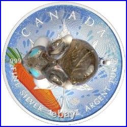 RABBIT Murano Glass Maple Leaf 2022 1 oz Pure Silver Coin Royal Canadian Mint