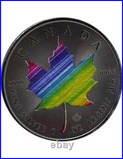 RAINBOW EDITION Maple Leaf 1 Oz Silver Coin 5$ Canada 2022