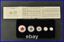 RARE! 2015 Maple Leaf Fine Silver Fractional Set 9999 Silver 5ST Canada Canada