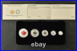 RARE! 2015 Maple Leaf Fine Silver Fractional Set 9999 Silver 5ST Canada Canada