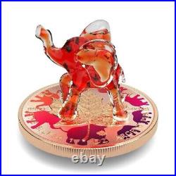 RED ELEPHANT Murano Glass Maple Leaf 2022 1 oz Silver Coin Royal Canadian Mint