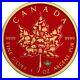 RED & GOLD COLOURED CANADIAN MAPLE LEAF 2017 GOLD GILDED 1oz SILVER COIN LIM/EDI