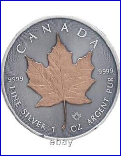 RED GOLD TREASURE Maple Leaf 1 Oz Silver Coin 5$ Canada 2022