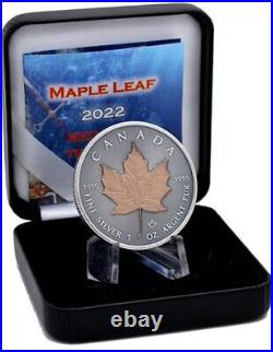 RED GOLD TREASURE Maple Leaf 1 Oz Silver Coin 5$ Canada 2022