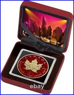 RUBY MAPLE LEAF Precious Gemstones 1 Oz Silver Coin 5$ Canada 2024