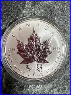 Rare 2014 Canada 1 oz Maple Leaf Chinese Horse Double Privy Silver Mintage500