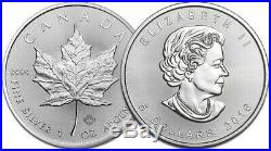 Roll/Tube of 25 2016 Canada 1 Oz $5 Silver Maple Leaf Coin. 9999 Fine Gem BU