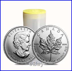 Roll of 25 2011 1 oz Canadian Silver Maple Leaf. 9999 Fine $5 RCM
