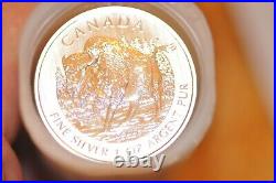 Roll of 25 2013 Canada 1 oz Silver Maple Leaf $5 Coins Buffalo Reverse actual