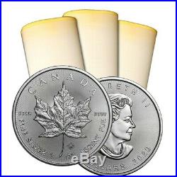 Roll of 25 2020 Canada 1 oz Silver Maple Leaf Coins Brilliant Uncirculated