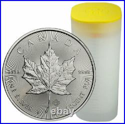 Roll of 25 2021 Canada 1 oz Silver Maple Leaf $5 Coins GEM BU PRESALE