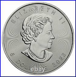 Roll of 25 2022 Canada 1 oz Silver Maple Leaf $5 Coins GEM BU SKU66244 PRESALE