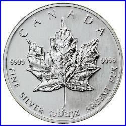 Roll of 25 Random Date Canada 1 oz Silver Maple Leaf $5 GEM BU
