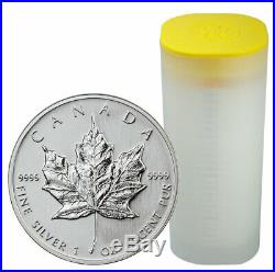 Roll of 25 Random Date Canada 1 oz Silver Maple Leaf $5 GEM BU SKU59328