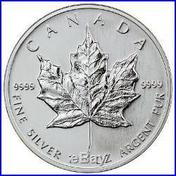Roll of 25 Random Date Canada 1 oz Silver Maple Leaf $5 GEM BU SKU59328