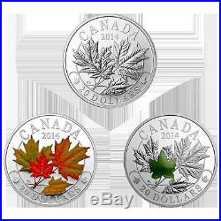 Royal Canadian Mint 2014 Majestic Maple Leaves Set of 3 $20 Pure Silver Coins