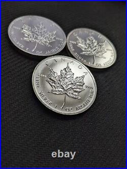 Royal Canadian Mint Maple Leaf 2011 3 x 1 oz Silver Coins 9999 Fine Bullion