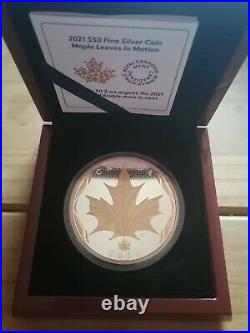 Royal Canadian mint 2021 Maple Leaves In Motion 5oz Silver $50 coin