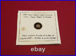 Royal Candian. 9999 Silver Proof 2007 5 Dollar Maple Leaf Coloured 1oz Coin COA