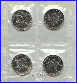Sheet of 1999 Canada $5 Maple Leaf. 9999 Silver 1 oz Bullion 10 Coin lot AZ887