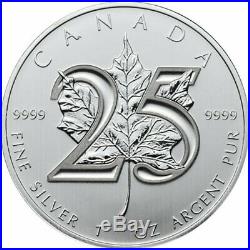 Silver (10) Coins Maple Leaf 25th Anniversary 2013 99.99% Pure RARE FREE GIFT