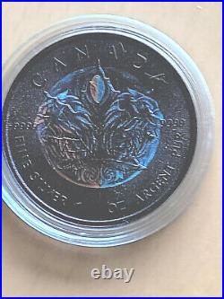 Silver Coin 1oz Maple leaf and 2 birds with ruthenium, Canada 2021