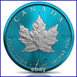 Space Blue Maple Leaf 1 Oz 5 Dollars Canada 2021 Silver Coin