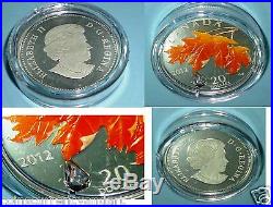 Swarovski Crystal Raindrop CANADA 2012 Color $20 Coin. Silver Sugar Maple Leaf