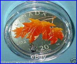 Swarovski Crystal Raindrop CANADA 2012 Color $20 Coin. Silver Sugar Maple Leaf