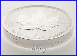 The Silver Maple Leaf 10th Anniversary 1998 Canada $50 Fine Silver Coin