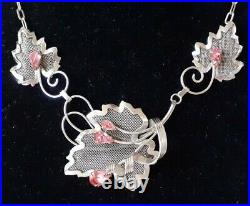 Vintage Bond Boyd Sterling Silver Maple Leaf Necklace & Earrings Set