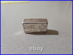 Vintage JMC Johnson Matthey Canadian Maple Leaf Hand Poured 3 oz Silver Bar