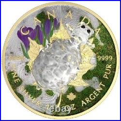 WHITE SHEEP Murano Glass Maple Leaf 2022 1 oz Pure Silver Coin Royal Canadian